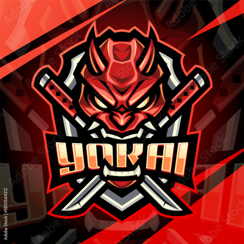 Yokai head esport mascot logo design