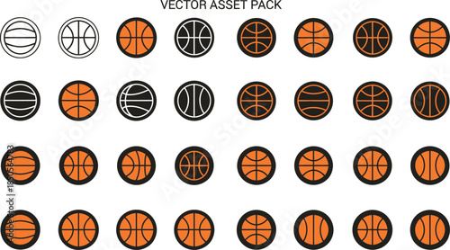 Collection of Basketball Icons and Vector Graphics in Various Styles and Colors sport