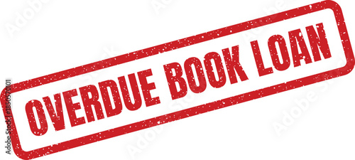 Distressed red rubber stamp for an overdue book loan, indicating library or educational resource return dates