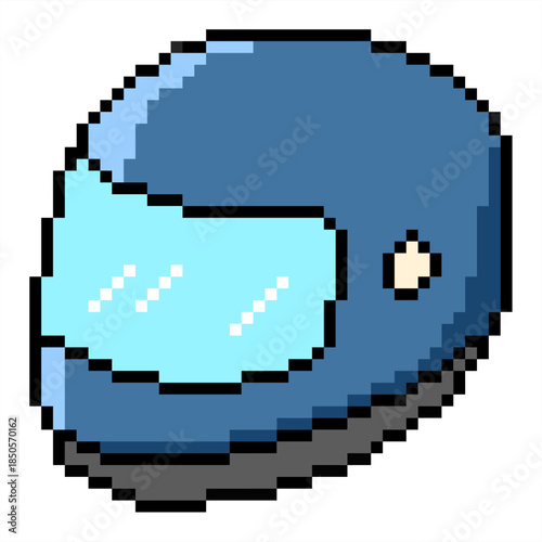 Pixel helmet vector for adventure games and safety icons. Ideal for symbolizing protection, armor, construction, and retro character equipment.