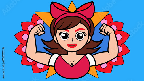 Woman flexing muscle Vector