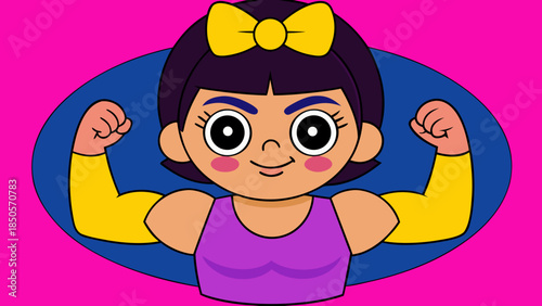 Girl flexing muscle Vector