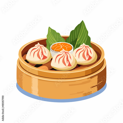 Dim sum Asian food vector illustration