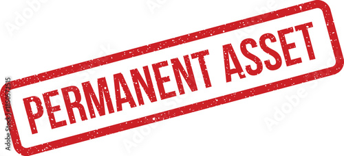 Distressed red stamp marking permanent asset status for financial accounting and inventory records