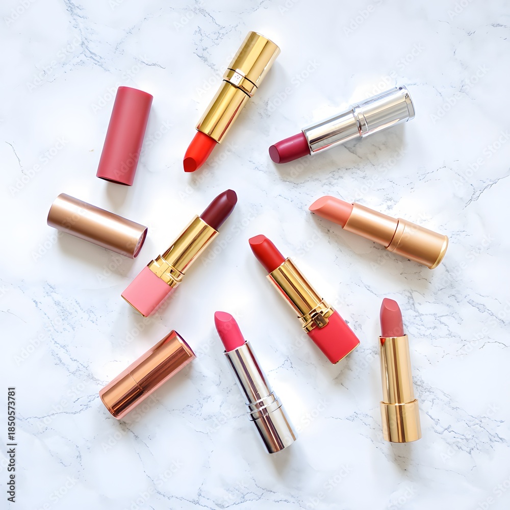 Obraz premium Assorted Lipsticks Flat Lay Composition