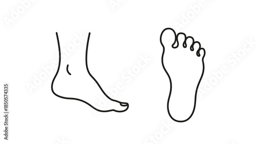 Simple line drawing of a foot and toes minimalist style silhouette