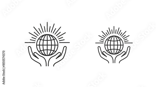 Hands cradling the earth representing global care and protection silhouette