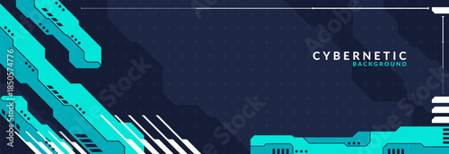 Abstract Modern Tech Background Minimal Geometric Circuit Pattern with Neon Blue Accents