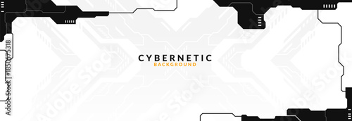 Abstract Modern Tech Background Minimal Geometric Circuit Pattern in Black