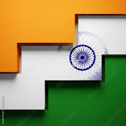 Abstract Indian flag design with Ashoka Chakra representing national pride and patriotism suitable for graphic design and backgrounds