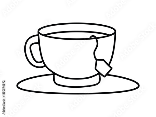 Teacup with Tea Bag Line Art