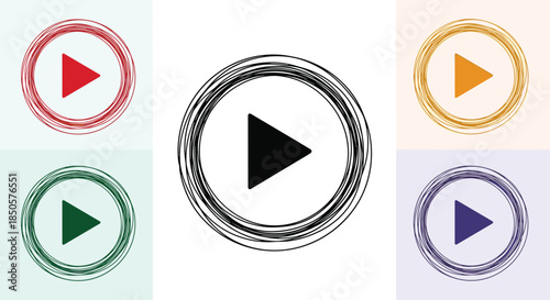 Play button icon set with different colors, a modern and minimalist design, perfect for adding a touch of style to any project isolated on white background