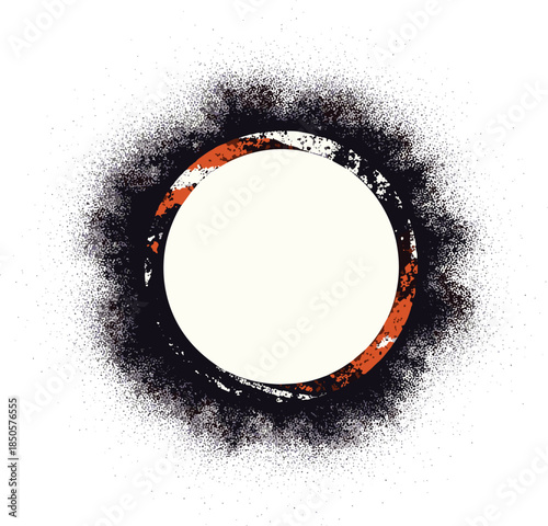 Grunge circle frame isolated on white background with a distressed texture, perfect for adding a vintage or urban touch to your designs and illustrations