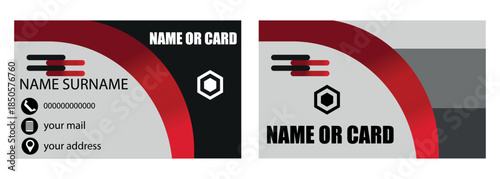  Business card flat design template vector. Creative and modern business card template. Vector creative business card template with triangles, squares, round, waves for business. 