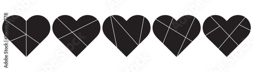 Geometric rectangle and love collage for photo wall mood board template. Set of photos or pictures frame collage template. Family photo collage. 