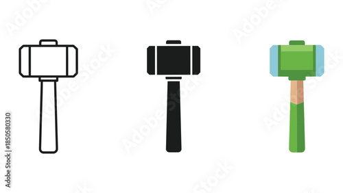 Mallet icons set outline silhouette color