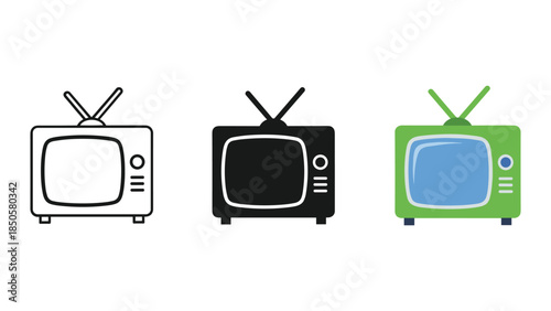 Vintage Television Icon Set