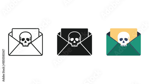 Spam Email Icons with Skull