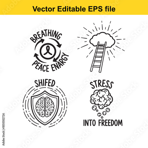  vector illustration of stress relief concepts with editable eps file