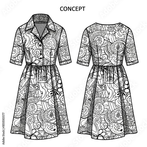 Fashion design of a dress.