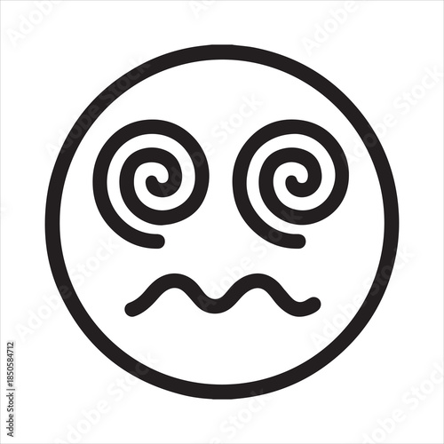 Dizzy face outline icon vector