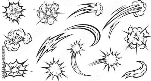 Diverse Collection of Comic Book Style Action and Impact Sound Effect Graphics