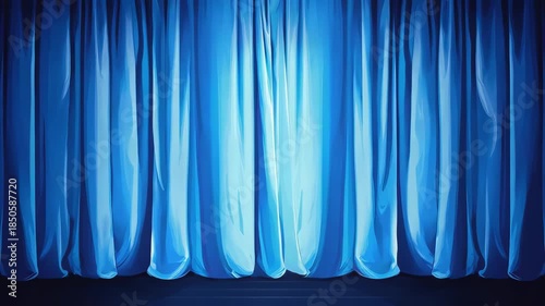 Wallpaper Mural Blue Stage Curtains Opening to Spotlight. Torontodigital.ca