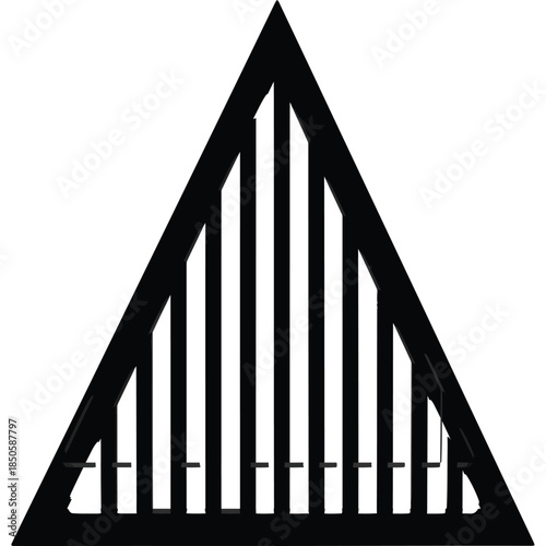 Striped Triangle Chart Icon – Data Visualization & Performance Metrics Symbol for Analytics, Reports & Business Intelligence Design

