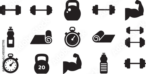 Fitness icons for workout and exercise routines