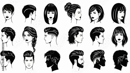 Collection of Diverse Hairstyles and Facial Features for Men and Women.