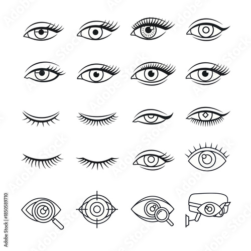 Collection of Eye Illustrations Diverse Styles and Perspectives.