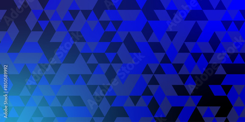 Abstract colorful blue and black geometric triangle background. Light abstract low poly background for modern design. Polygonal Mosaic Background.	