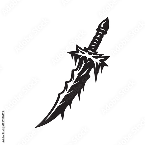 Dark Fantasy Jagged Blade Sword Vector Illustration for Gaming and Design