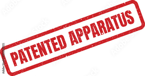 Distressed rubber stamp mark displaying PATENTED APPARATUS for certified equipment or mechanical inventions status