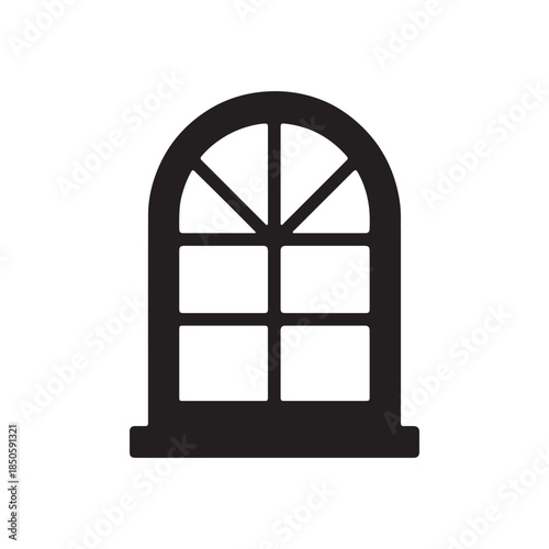 Silhouette of a rounded window with multiple panes, perfect for architectural or design contexts
