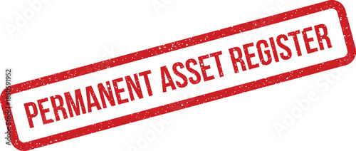 Formal red stamp impression displaying permanent asset register declaration for accurate business records