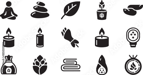 Black icons for wellness and spa concepts
