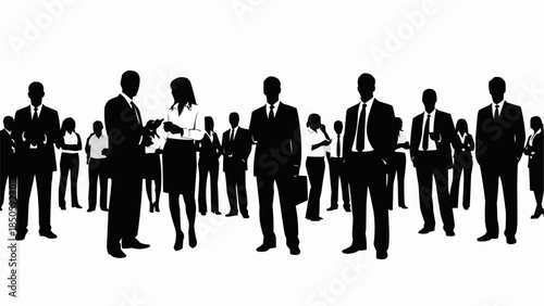 Diverse group of business professionals in silhouette form.