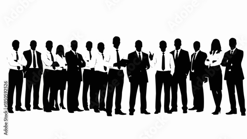 A Diverse Group of Business Professionals Standing Together in a Unified Formation.