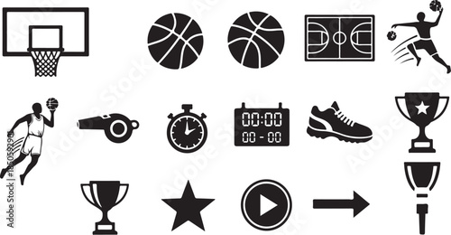 Black icons for sports and competition themes