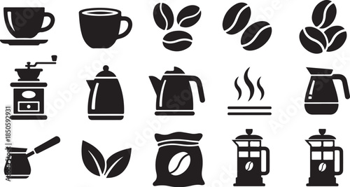 Coffee icons set for cafe or restaurant branding