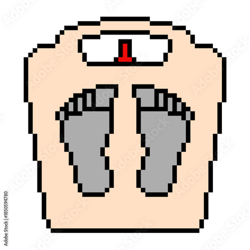 Pixel weight scale vector for health games and fitness trackers. Ideal for symbolizing diet, body mass measurement, gym progress, and retro medical tools.