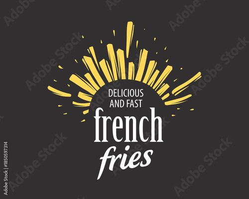 Vector logo of French fries, hand-drawn