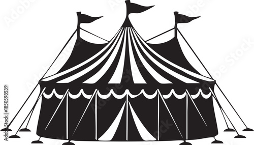 a circus tent with striped silhouette