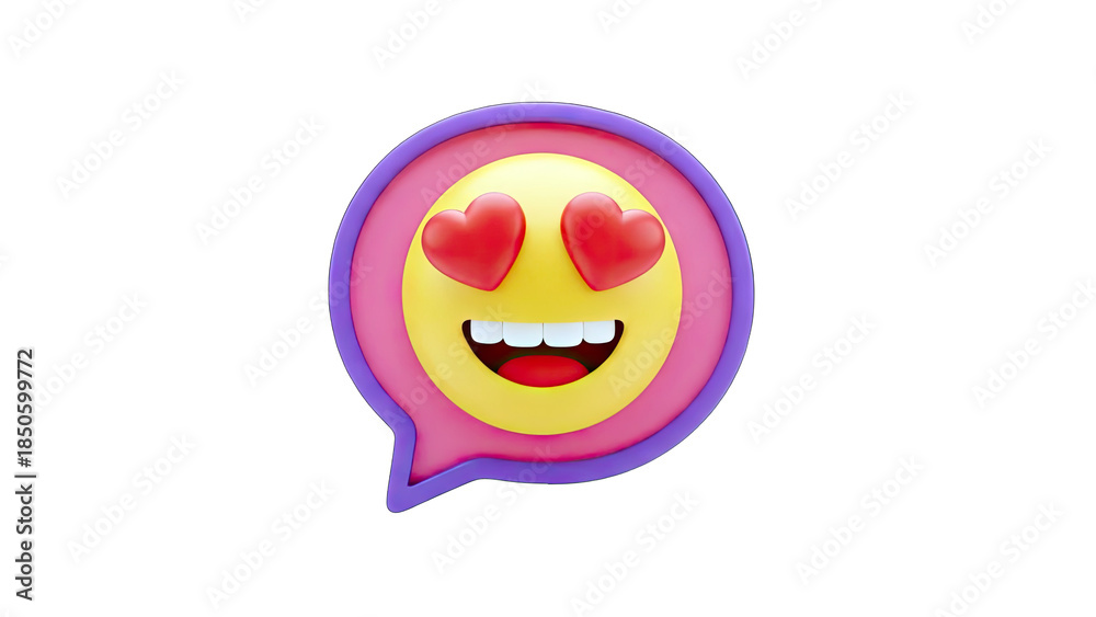Obraz premium Love Emoji in Speech Bubble on White Background