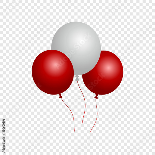 3d realistic glossy white and red balloons