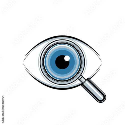 Eye with Magnifying Glass A Symbol of Vision and Scrutiny.