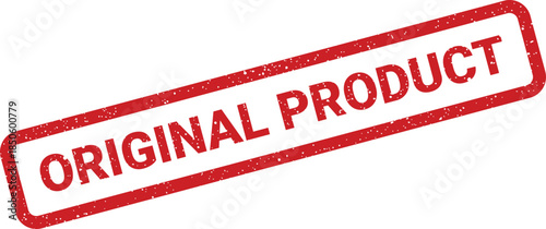 Grungy rectangular rubber stamp with text ORIGINAL PRODUCT conveying authenticity and verification