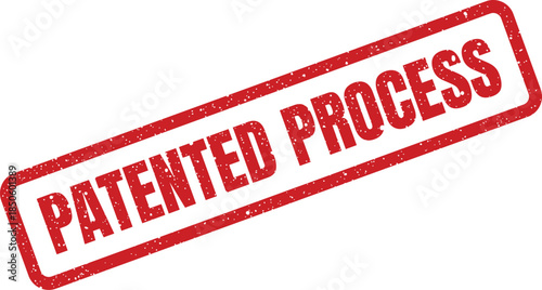 Grungy red ink rubber stamp mark displaying the phrase PATENTED PROCESS for official validation of unique methods