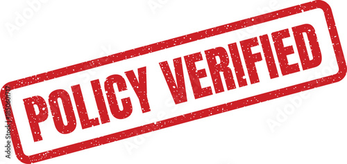 Grungy red rectangle stamp displaying Policy Verified text, confirming accuracy and authentication of guidelines